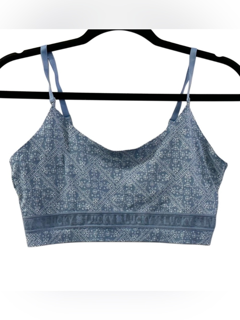 Lucky Brand Blue Bandana Print Bralette Crop Cami Tank Size L